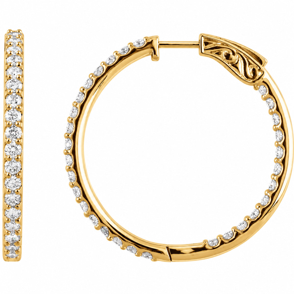 Inside-Outside Hoop Earrings — 14K Yellow Gold — 34.5 mm — view 1
