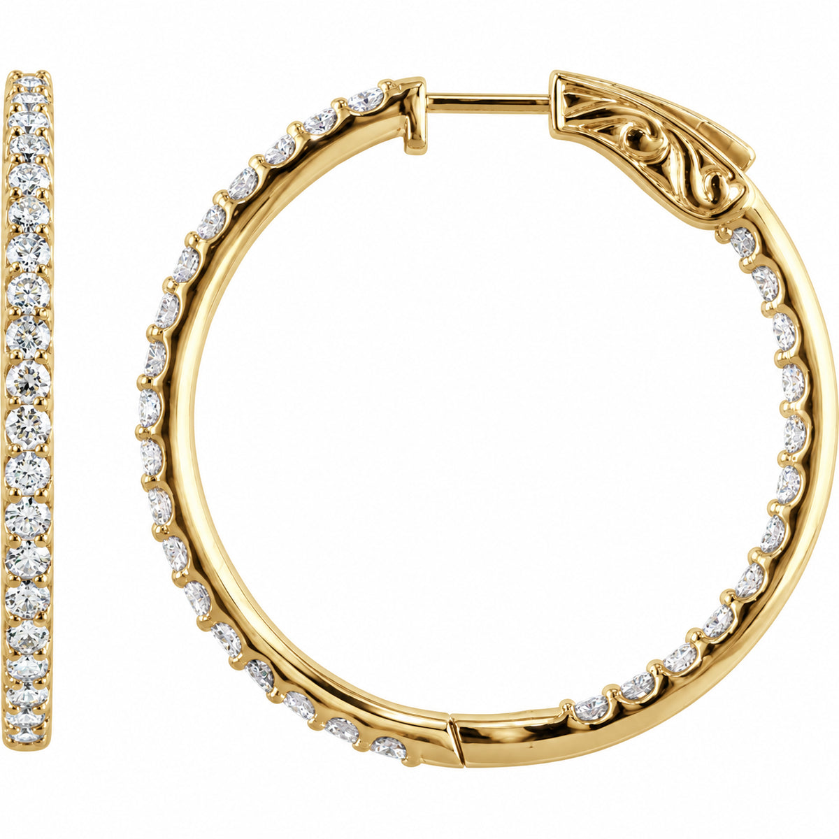Inside-Outside Hoop Earrings — 14K Yellow Gold — 41.5 mm — view 1