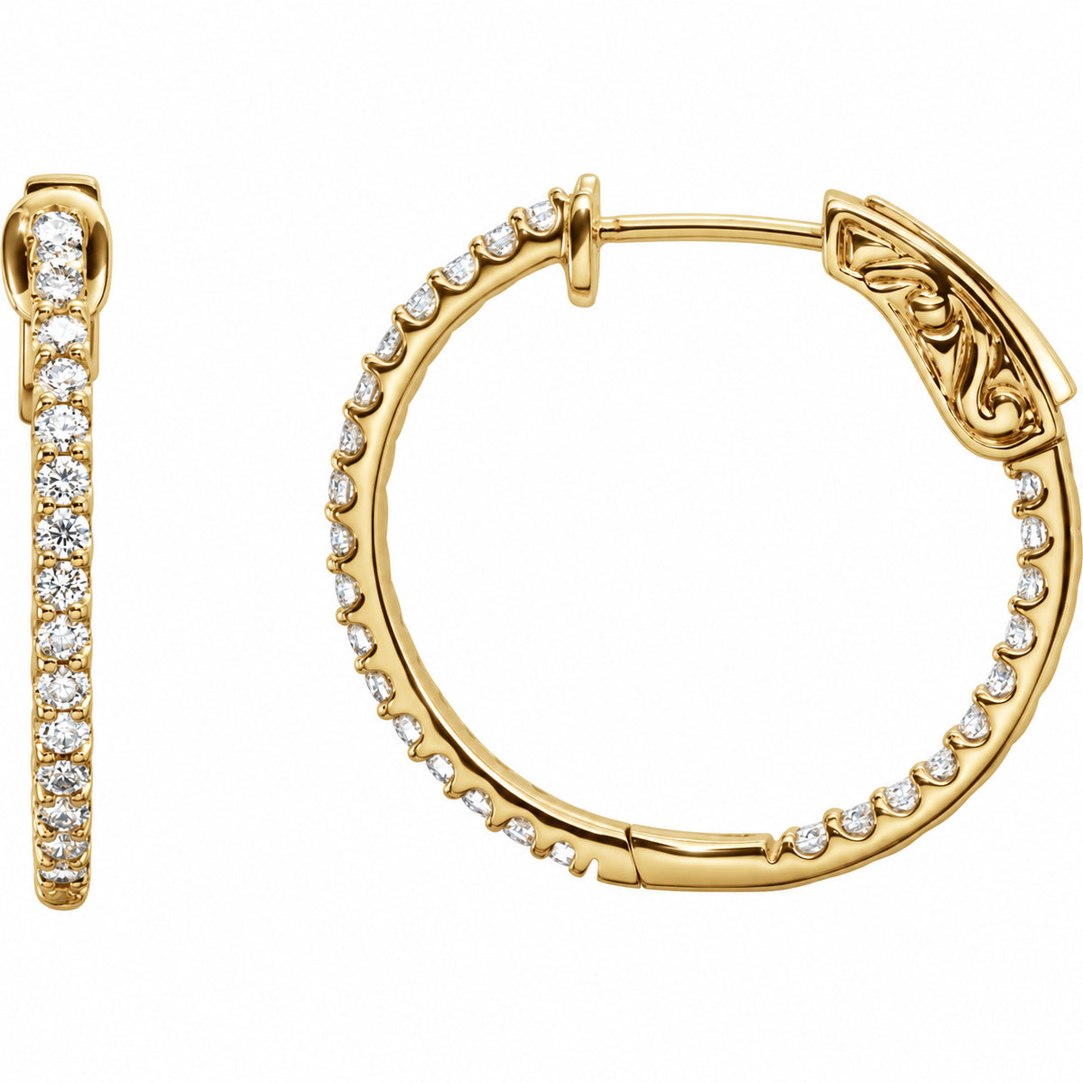 Inside-Outside Hoop Earrings — 14K Yellow Gold — 23 mm — view 1