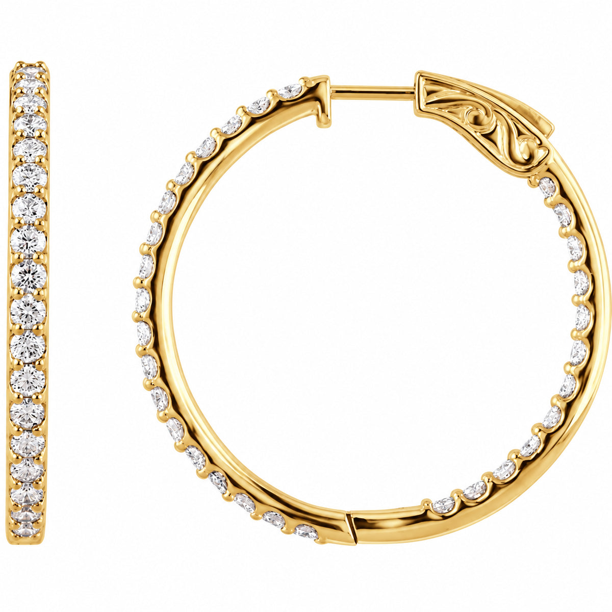 Inside-Outside Hoop Earrings — 14K Yellow Gold — 26.5 mm — view 1