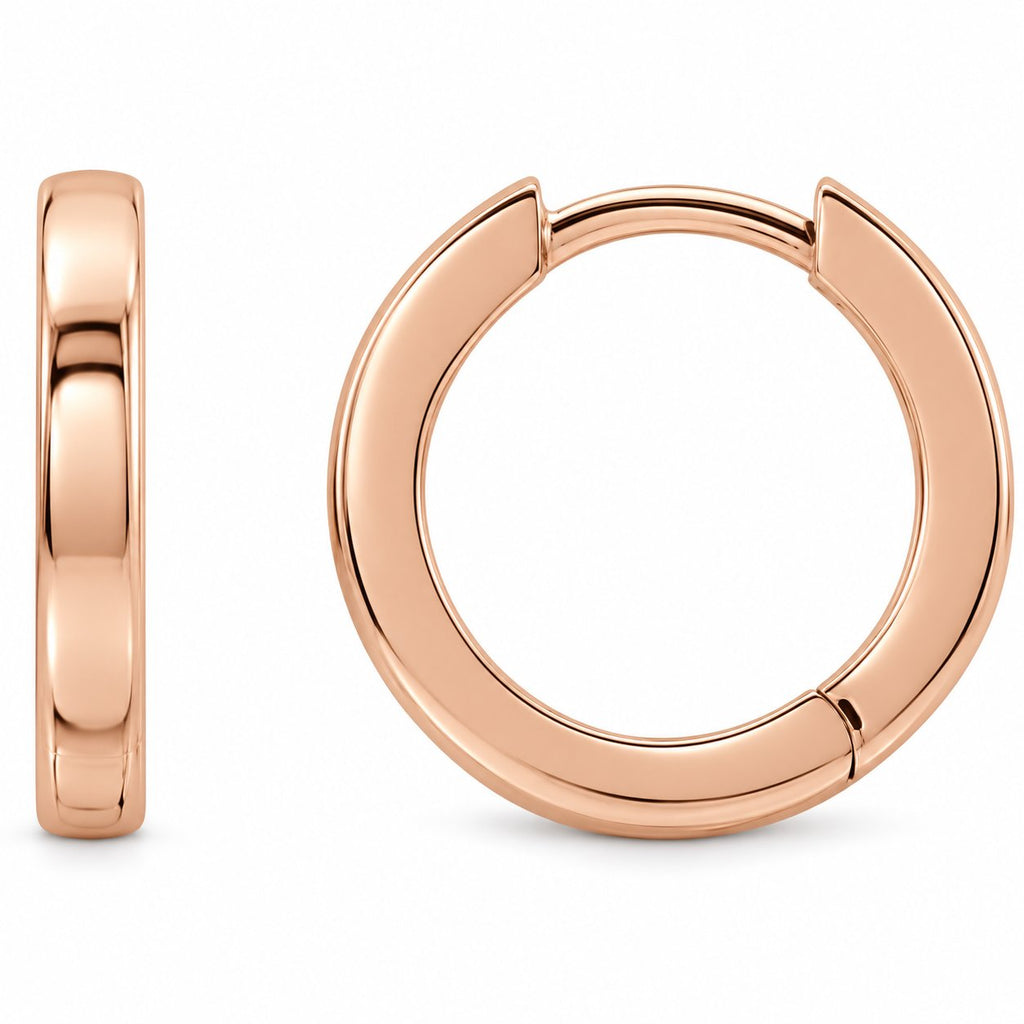 14K Gold 14 mm Hinged Hoop Earrings — 2.25 mm Width — 14K Rose Gold, view 1