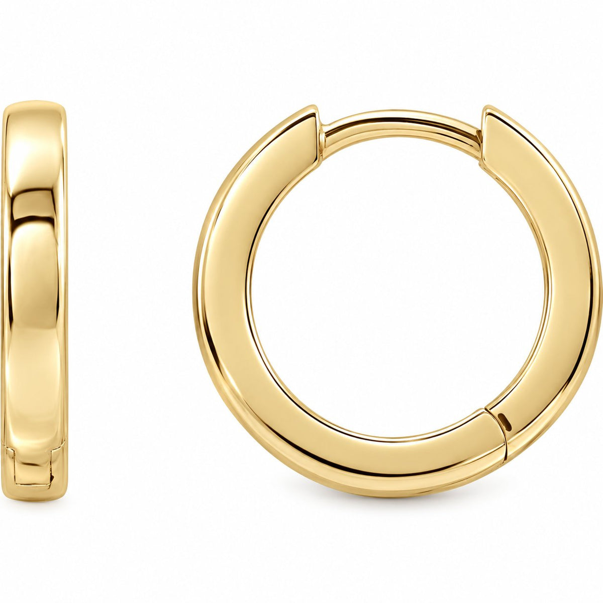 14K Gold 14 mm Hinged Hoop Earrings — 2.25 mm Width — 14K Yellow Gold, view 1