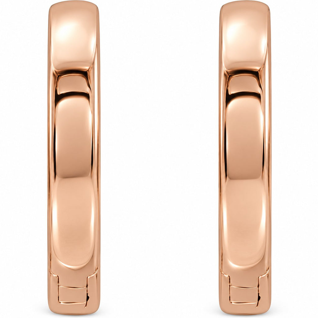 14K Gold 14 mm Hinged Hoop Earrings — 2.25 mm Width — 14K Rose Gold, view 2