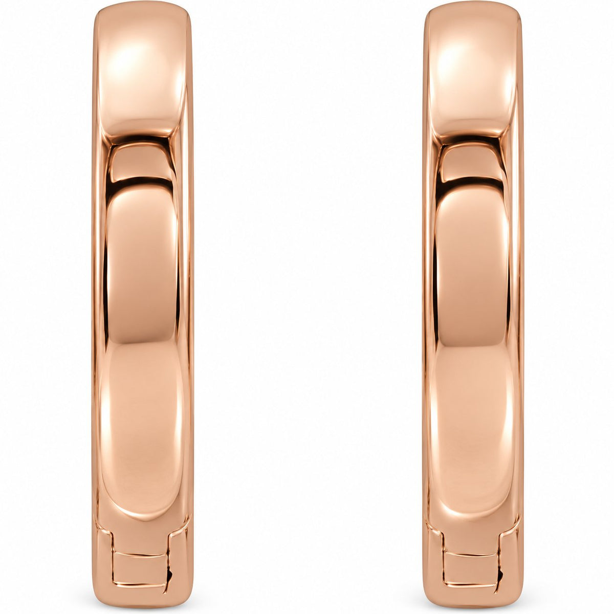 14K Gold 14 mm Hinged Hoop Earrings — 2.25 mm Width — 14K Rose Gold, view 2