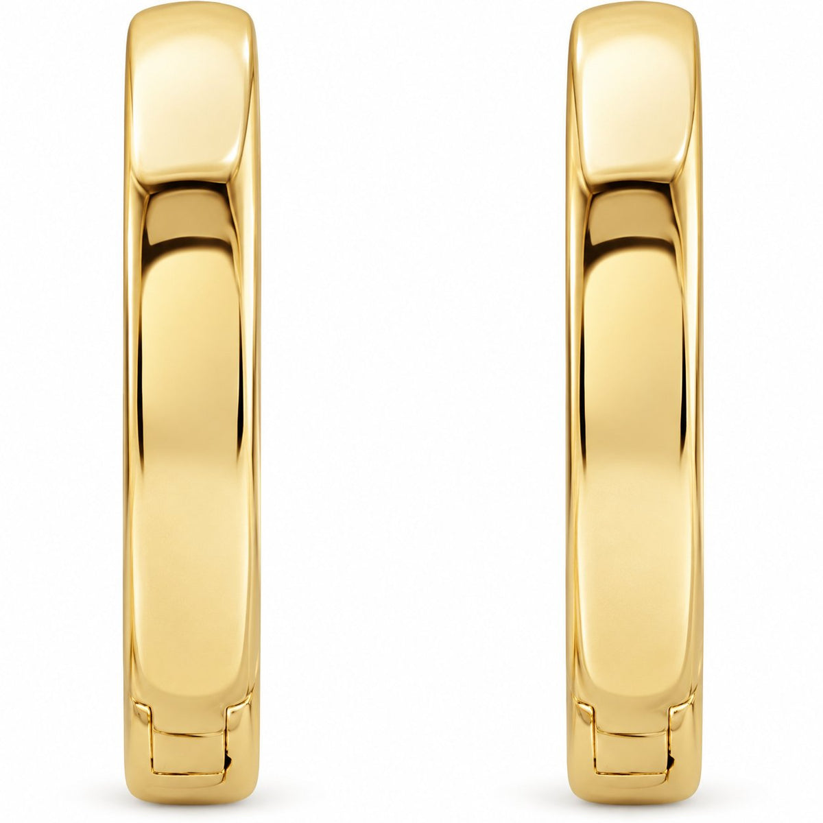 14K Gold 14 mm Hinged Hoop Earrings — 2.25 mm Width — 14K Yellow Gold, view 2