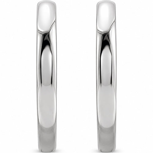 14K Gold 12.5 mm Hinged Hoop Earrings — 14K White Gold, view 2