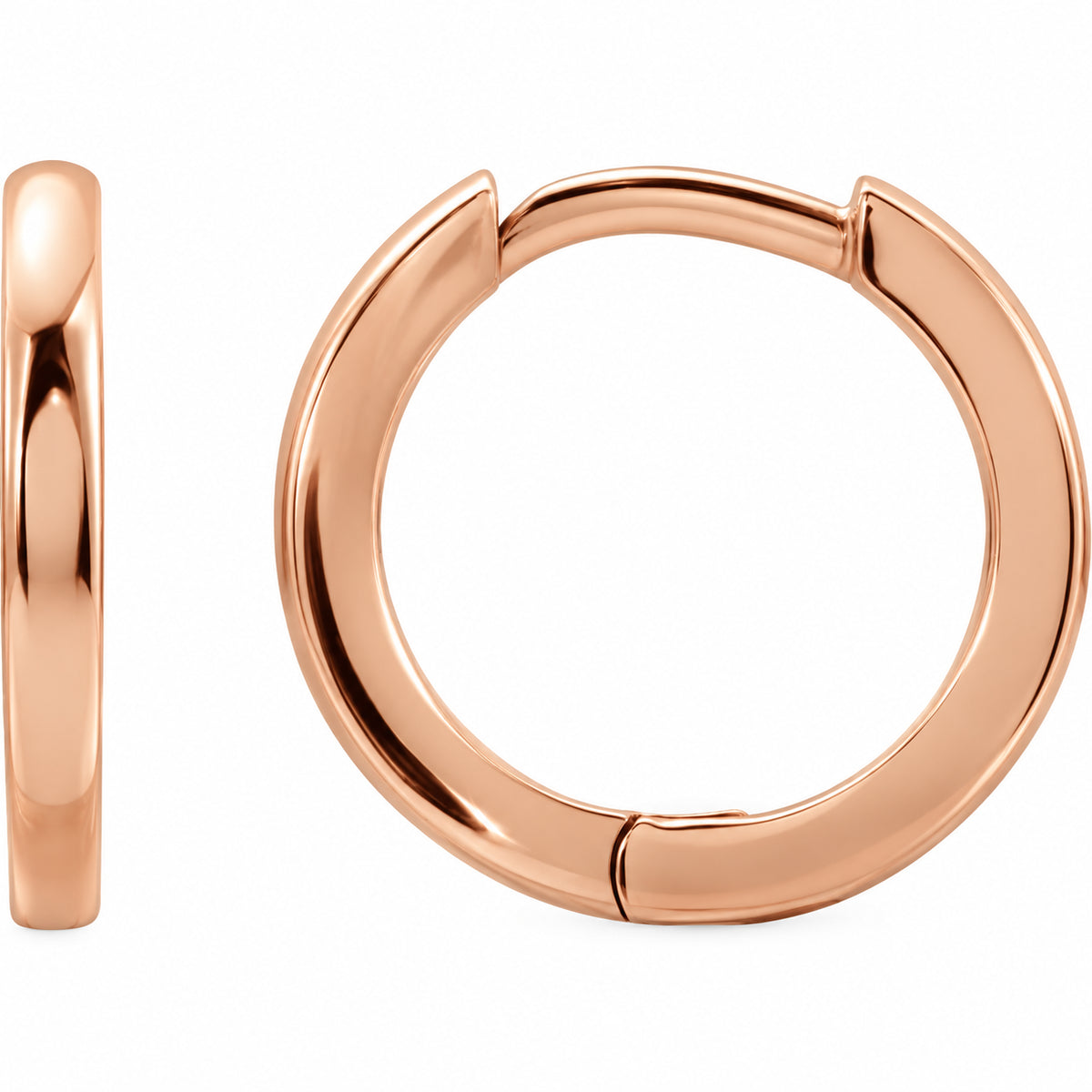14K Gold 12.5 mm Hinged Hoop Earrings — 14K Rose Gold, view 1