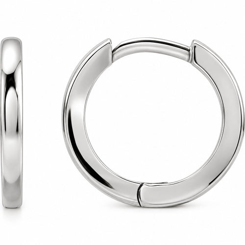 14K Gold 12.5 mm Hinged Hoop Earrings — 14K White Gold, view 1