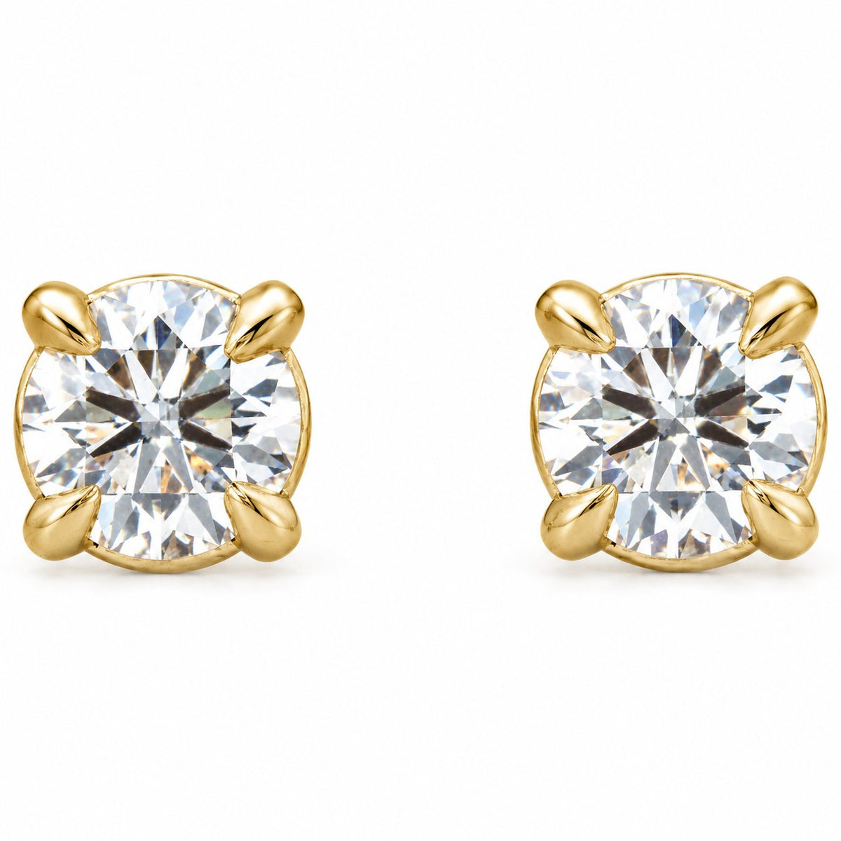 14K Gold 1/8 CTW Lab-Grown Diamond Cocktail Claw Stud Earrings — 14K Yellow Gold, view 2
