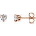 Round 3-Prong Stud Earrings — 14K Rose Gold — 4mm — 1/2 CTW — view 1