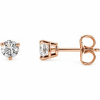 Round 3-Prong Stud Earrings — 14K Rose Gold — 4mm — 1/2 CTW — view 1