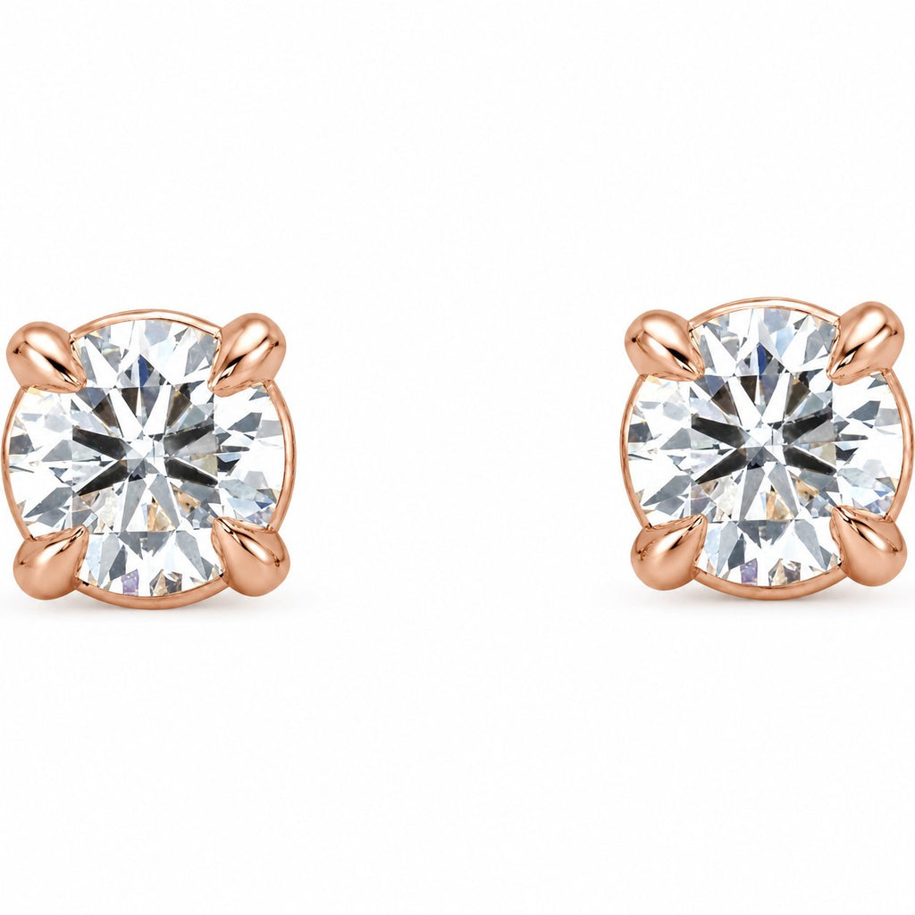 14K Gold 1/8 CTW Lab-Grown Diamond Cocktail Claw Stud Earrings — 14K Rose Gold, view 2