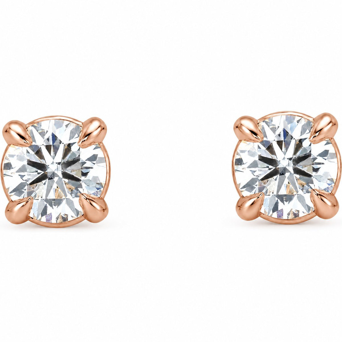 14K Gold 1/8 CTW Lab-Grown Diamond Cocktail Claw Stud Earrings — 14K Rose Gold, view 2