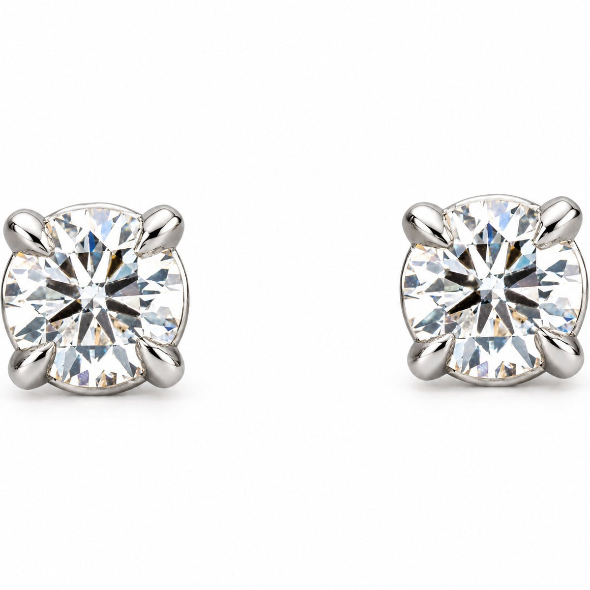 14K Gold 1/8 CTW Lab-Grown Diamond Cocktail Claw Stud Earrings — 14K White Gold, view 2
