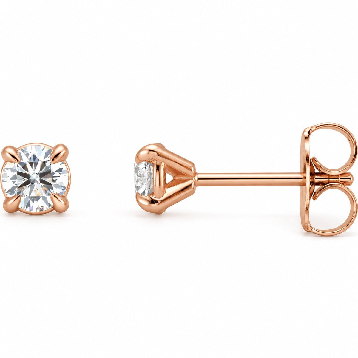14K Gold 1/8 CTW Lab-Grown Diamond Cocktail Claw Stud Earrings — 14K Rose Gold, view 1