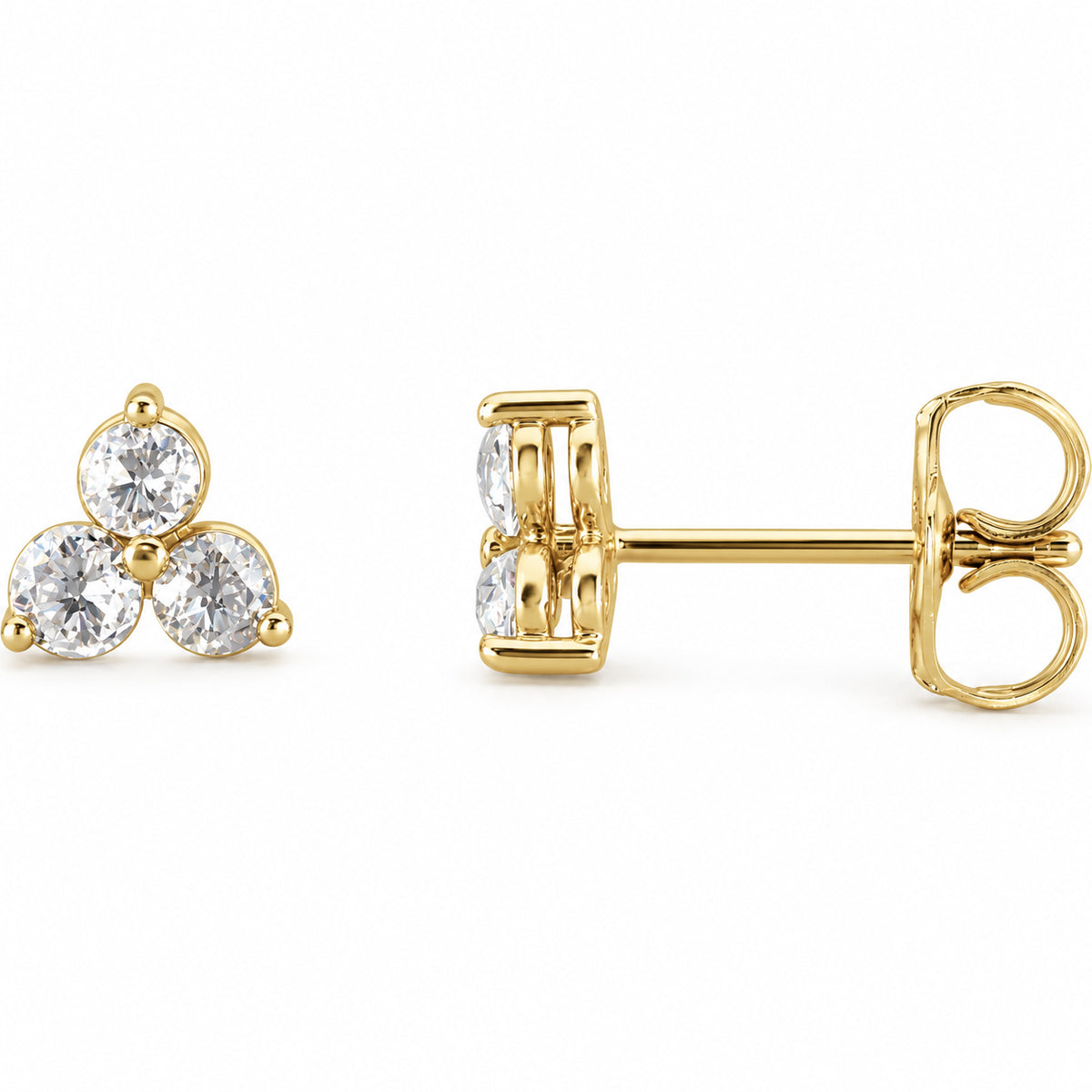 Round Three-Stone Earrings — 14K Yellow Gold — 1.7 mm — view 1