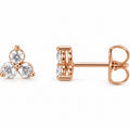 Round Three-Stone Earrings — 14K Rose Gold — 1.7 mm — view 1