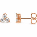 Round Three-Stone Earrings — 14K Rose Gold — 1.7 mm — view 1