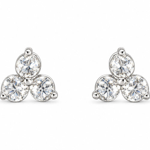 14K Gold 1/4 CTW Lab-Grown Diamond Three-Stone Earrings — 14K White Gold, view 2