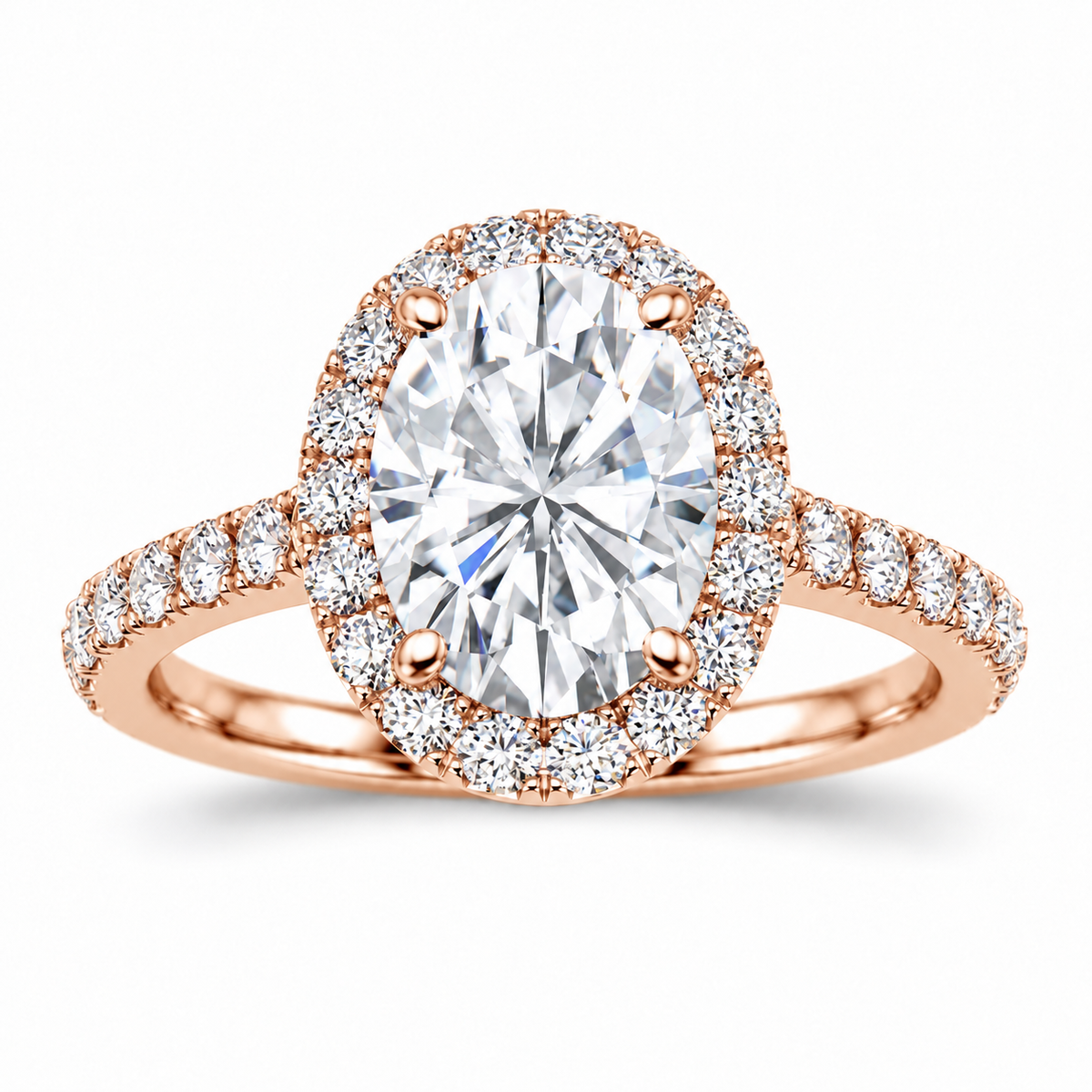 Adele engagement ring - rose gold front view