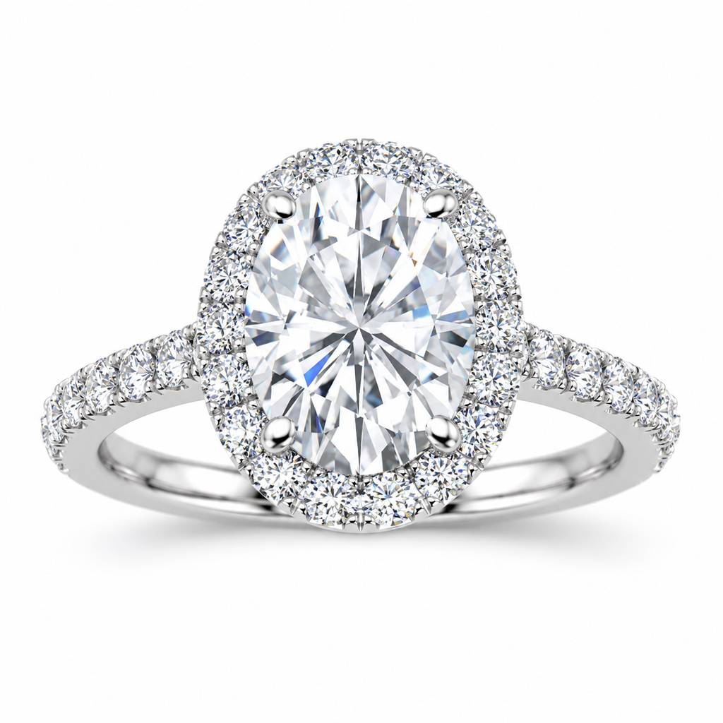 Adele engagement ring - white gold front view