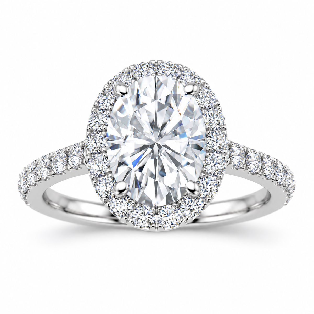 Adele engagement ring - white gold front view