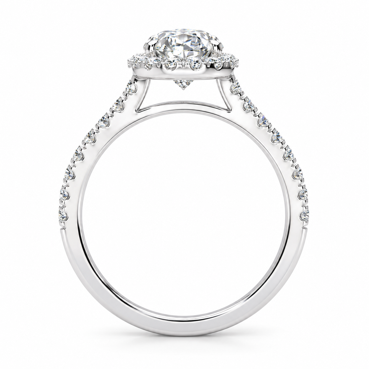 Adele engagement ring - white gold profile view