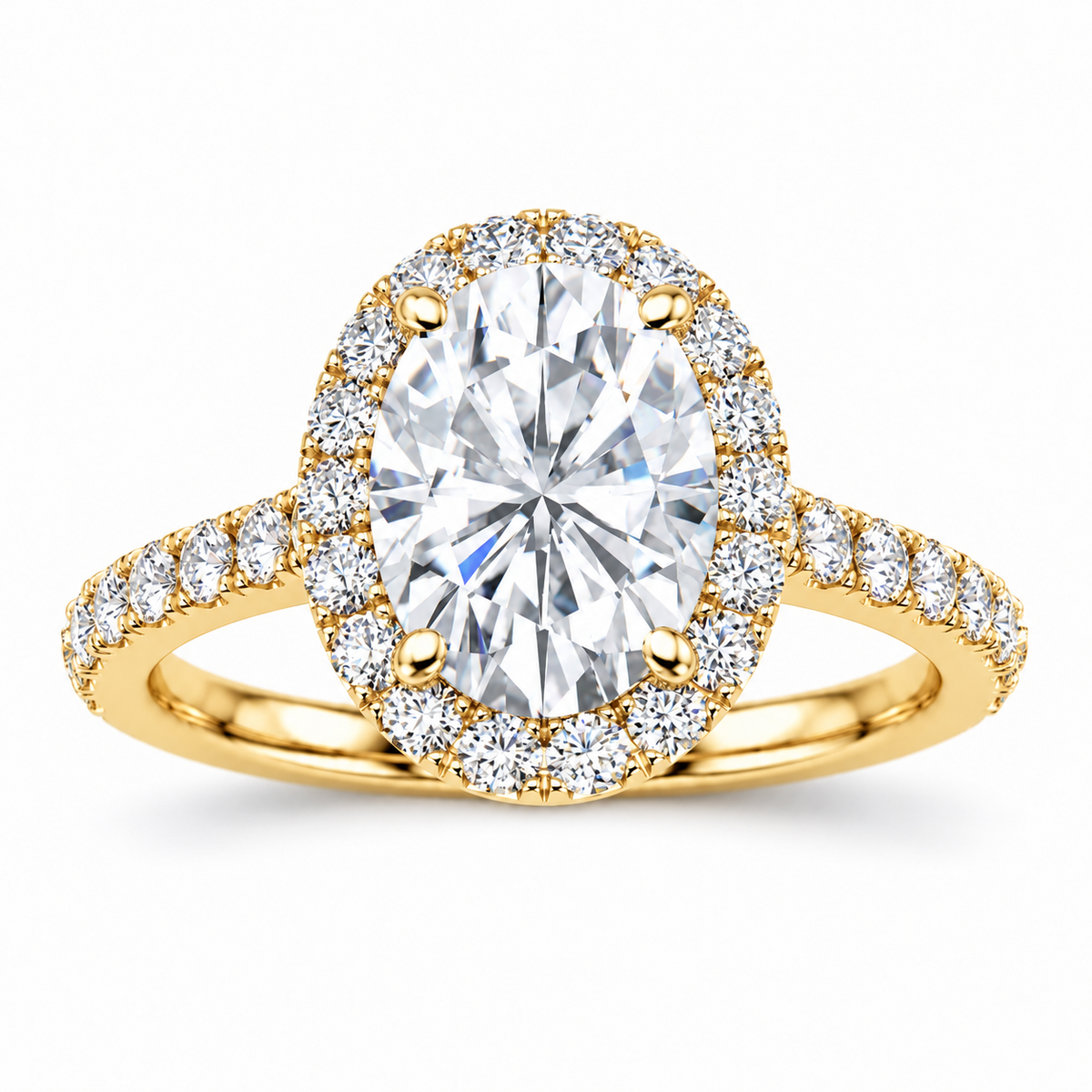 Adele engagement ring - yellow gold front view