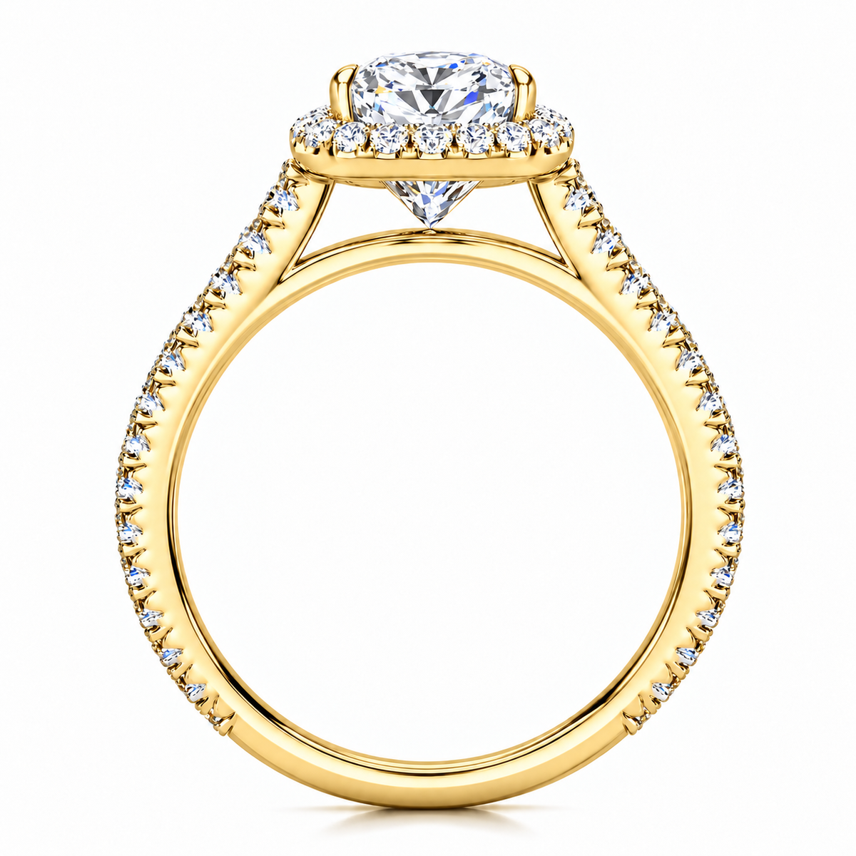 Ali Lab Grown Diamond Ring — yellow gold — profile view