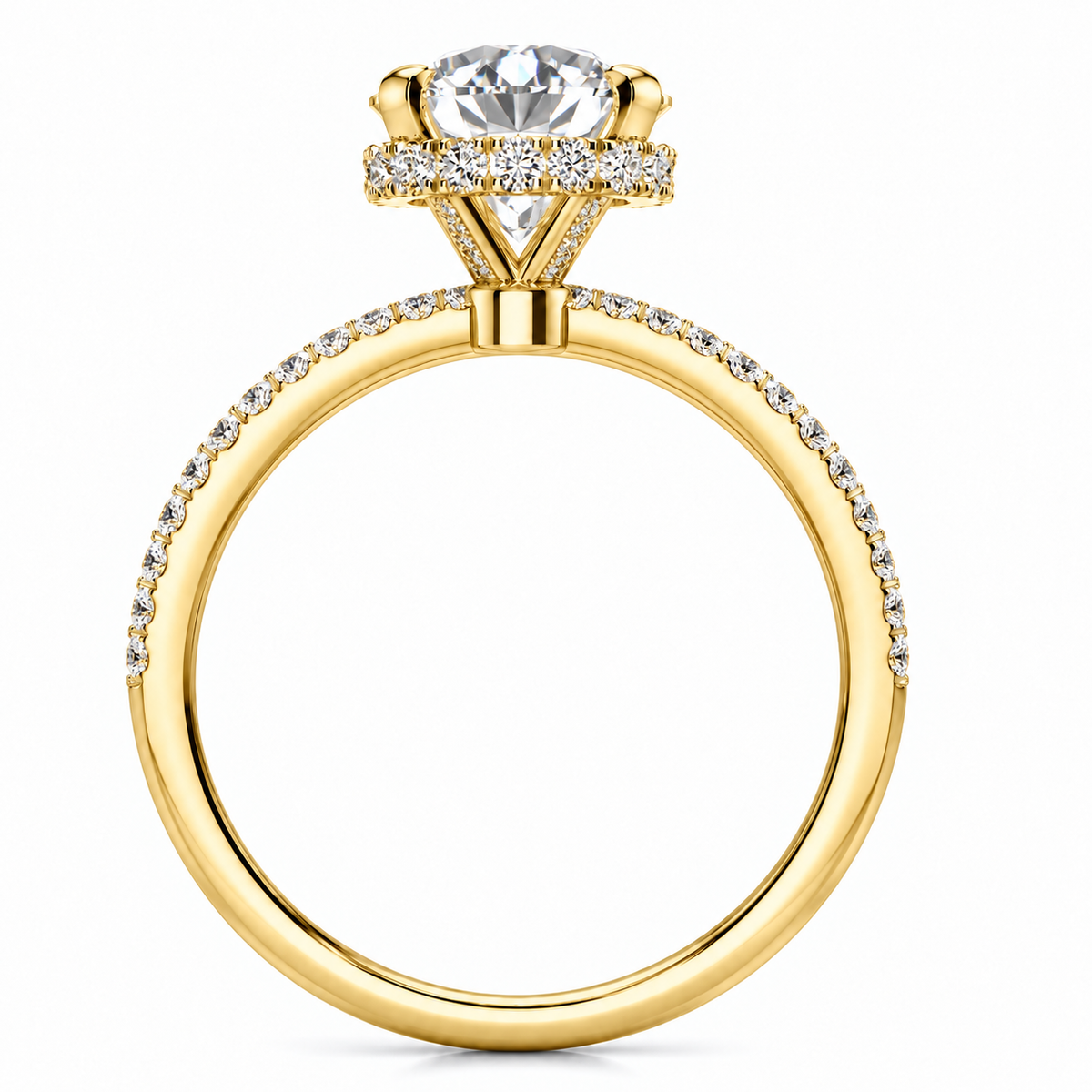 Aliana Lab Grown Diamond Ring — yellow gold — side profile