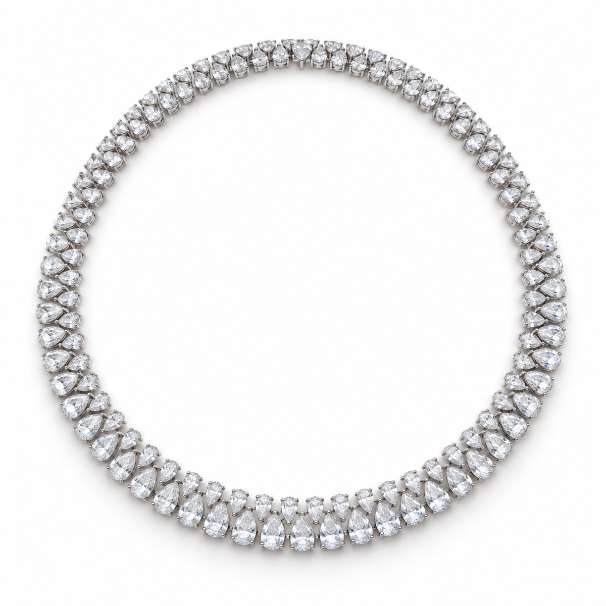 Alternating pear lab grown diamond necklace front view