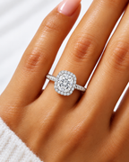 Alyssa engagement ring - white gold on hand