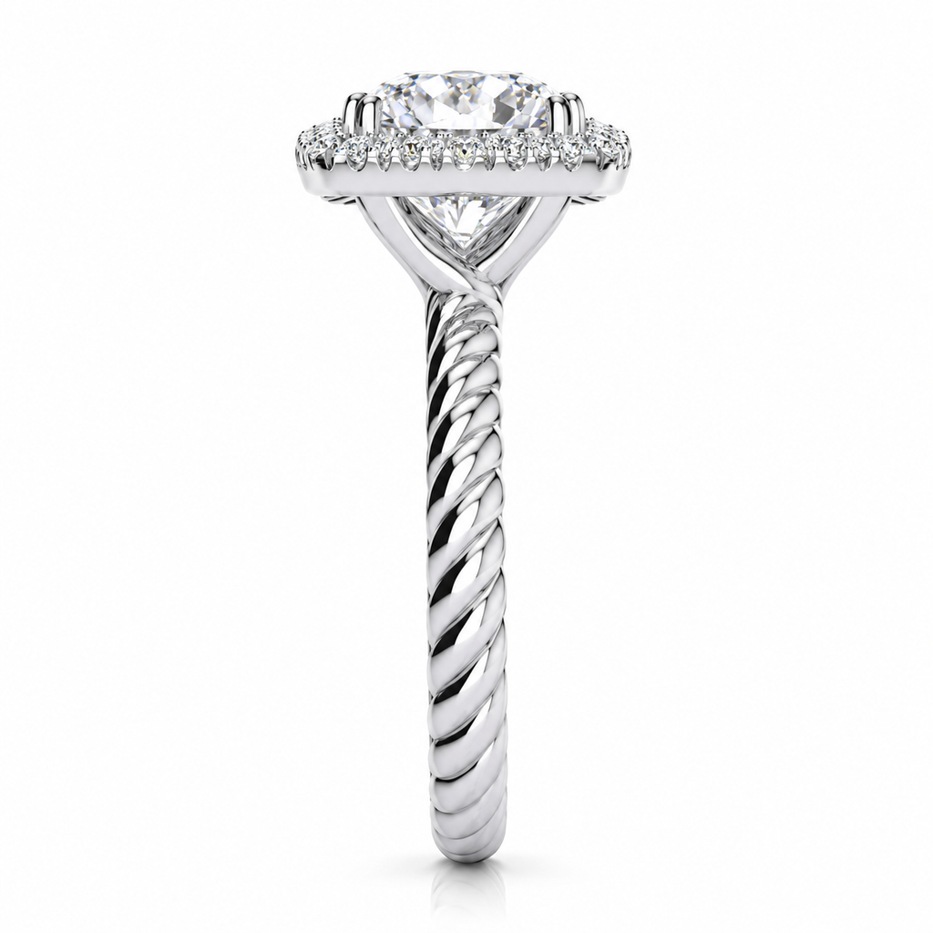 Alyssa engagement ring - white gold side view