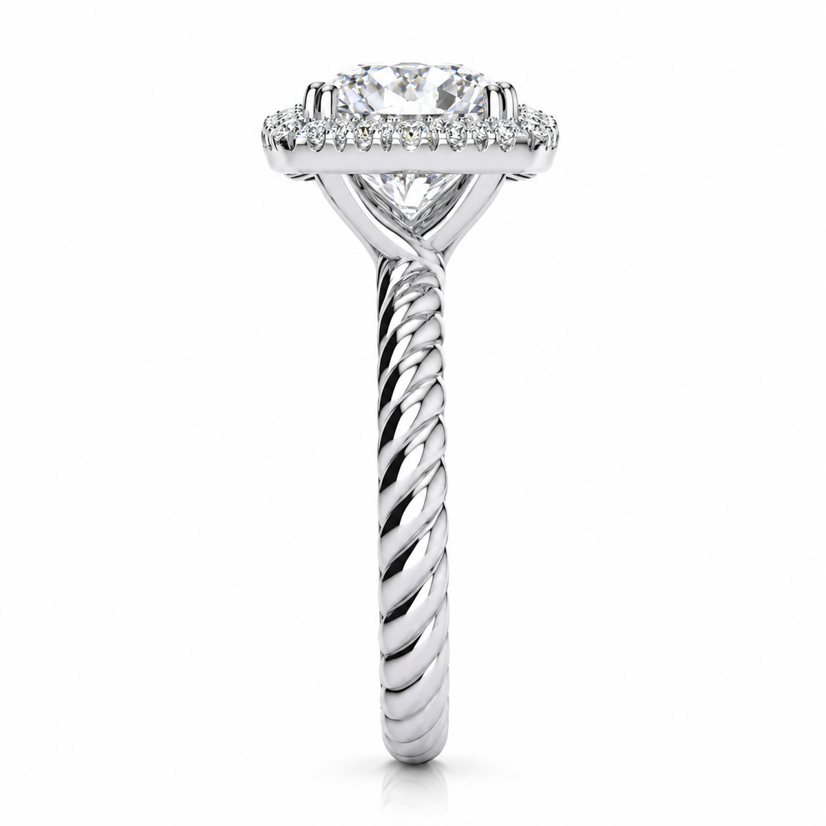 Alyssa engagement ring - white gold side view