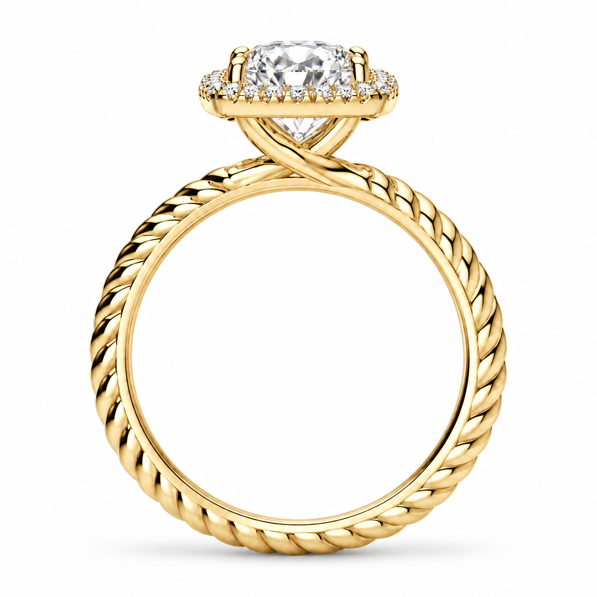 Alyssa engagement ring - yellow gold profile view