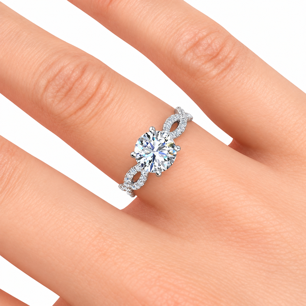 Amara Lab Grown Diamond Ring — white gold — hand view