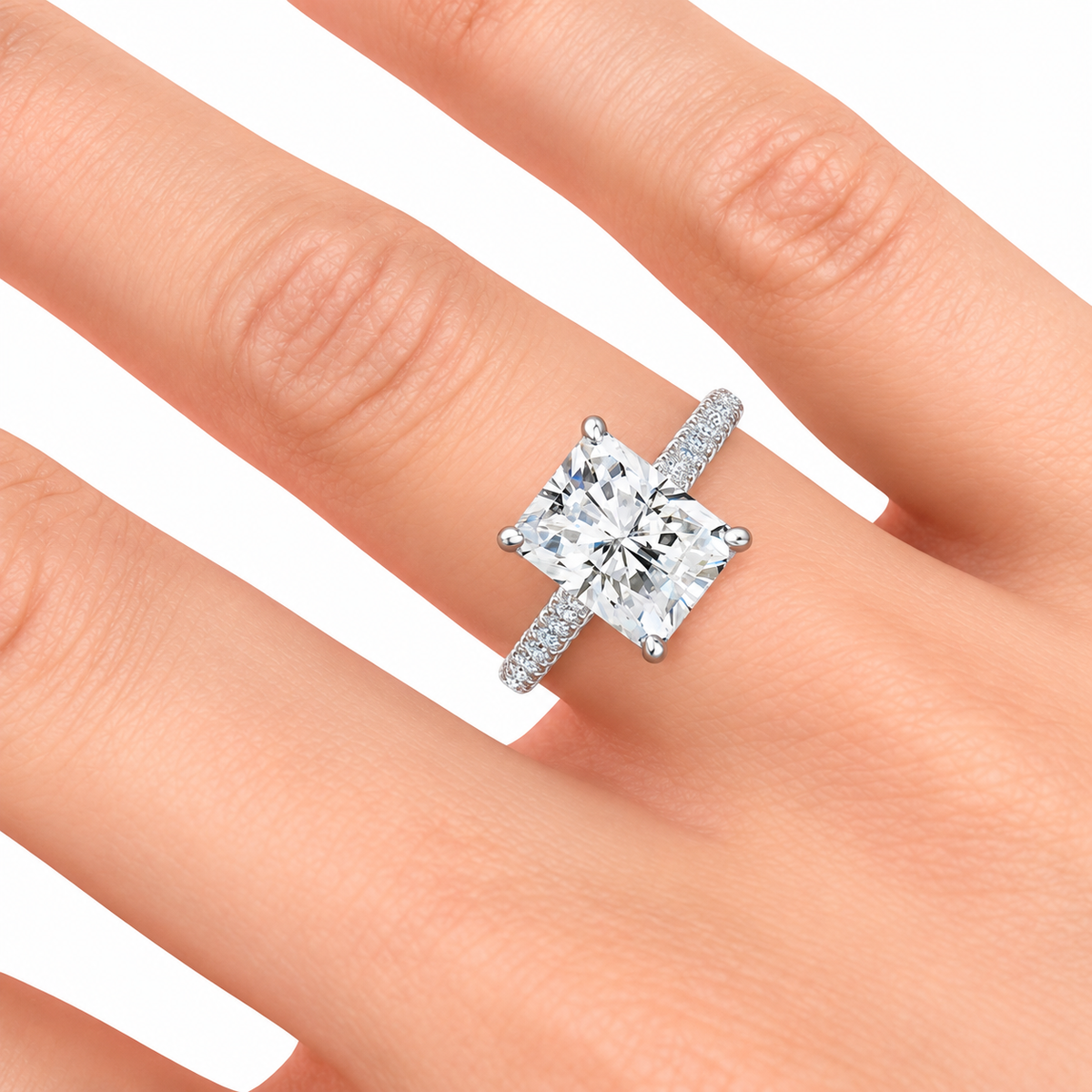 Ariana Lab Grown Diamond Ring — white gold — on hand