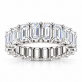 Emerald-cut E VVS2 lab-grown diamond eternity band, 2.50 x 3.50 mm stones, white gold, main view