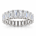 Emerald-cut E VVS2 lab-grown diamond eternity band, 2.50 x 3.50 mm stones, white gold, main view