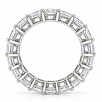 Emerald-cut E VVS2 lab-grown diamond eternity band, 2.50 x 3.50 mm stones, white gold, profile view