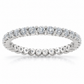 Round shared-prong lab-grown diamond eternity band - 14K White Gold - 1.5 mm diamonds - front view