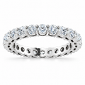 Round scalloped shared-prong lab-grown diamond eternity band - 14K white gold - 2.5 mm diamonds - front view