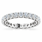 Round scalloped shared-prong lab-grown diamond eternity band - 14K white gold - 2.5 mm diamonds - front view