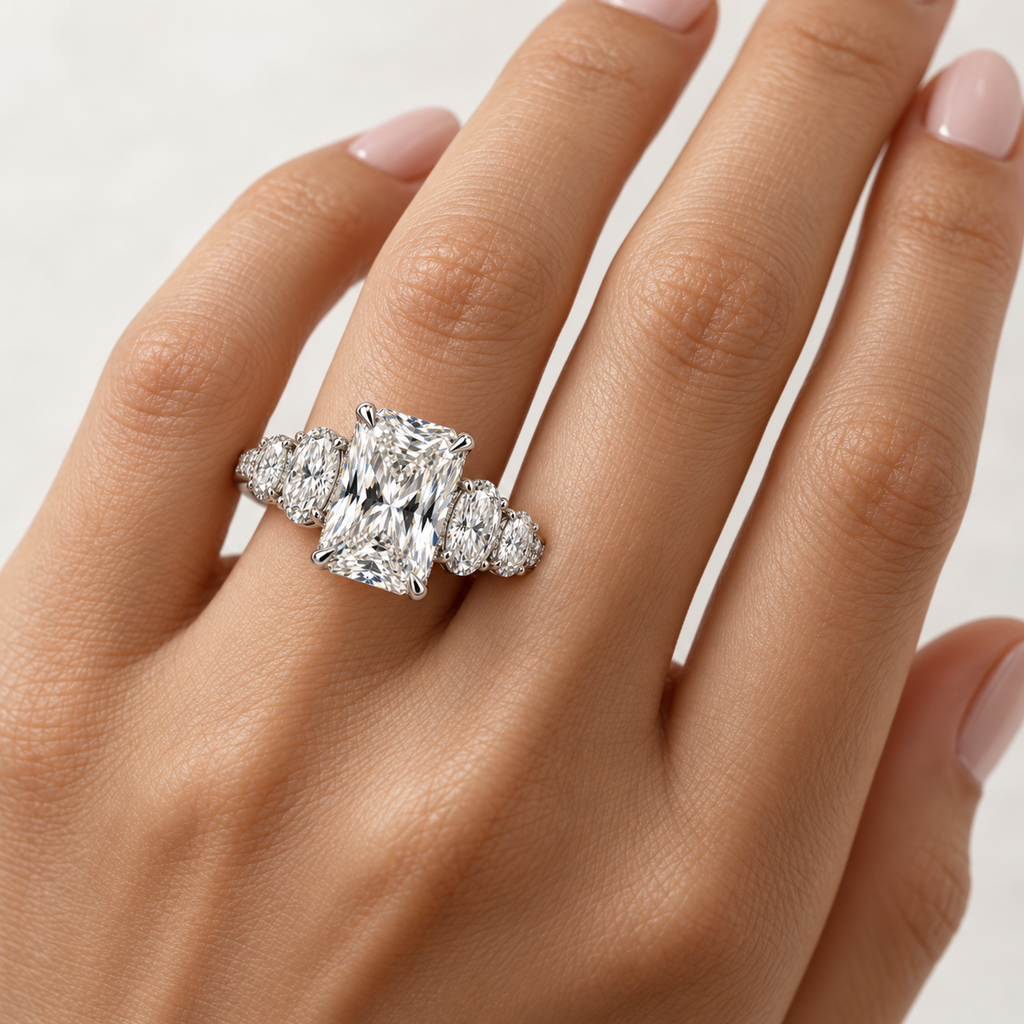 Aurelia Lab Grown Diamond Ring — white gold — hand view
