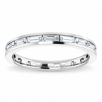 Baguette channel-set lab-grown diamond eternity band, 3 x 1.5 mm diamonds, 14K white gold, front studio view
