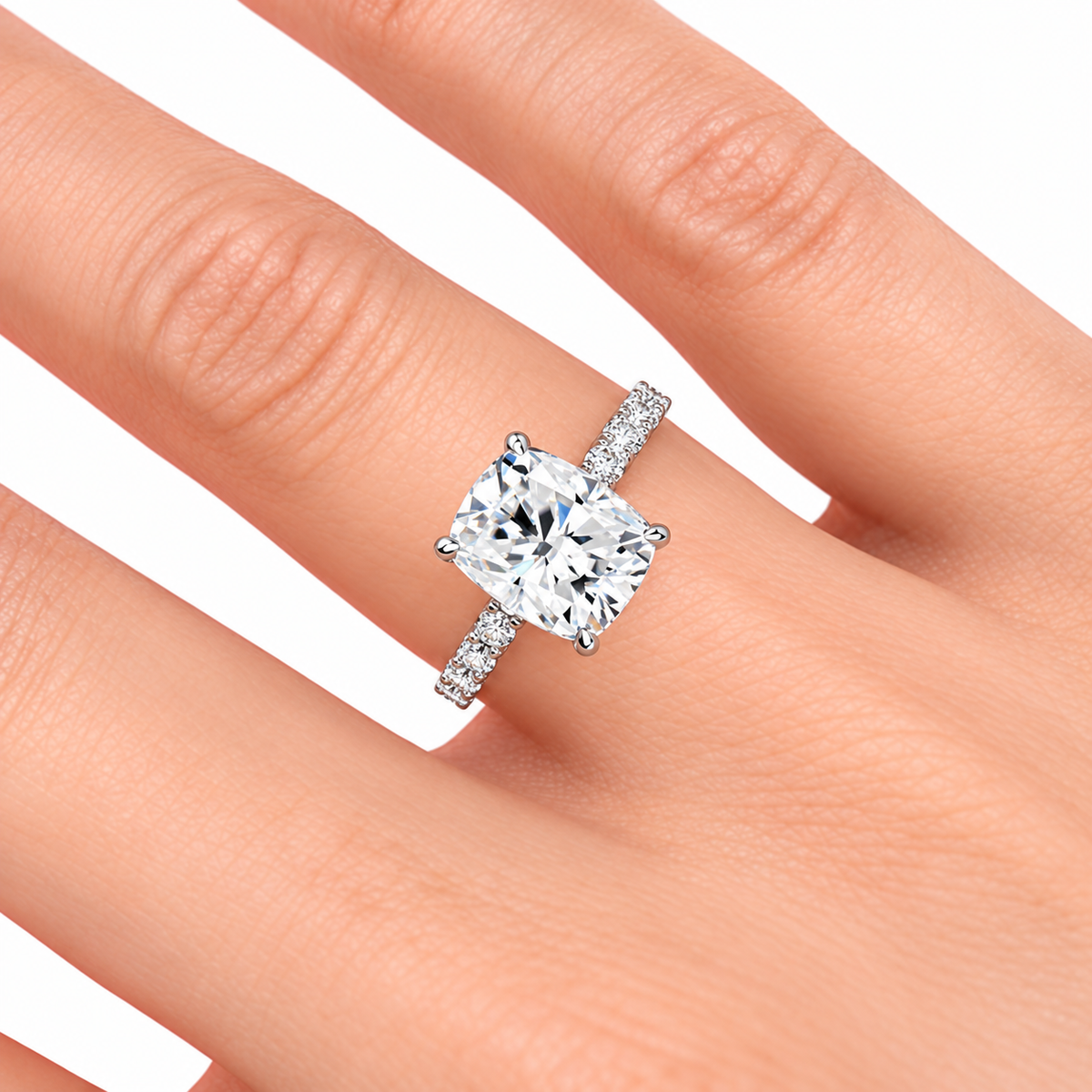 Baz Lab Grown Diamond Ring — white gold — hand view