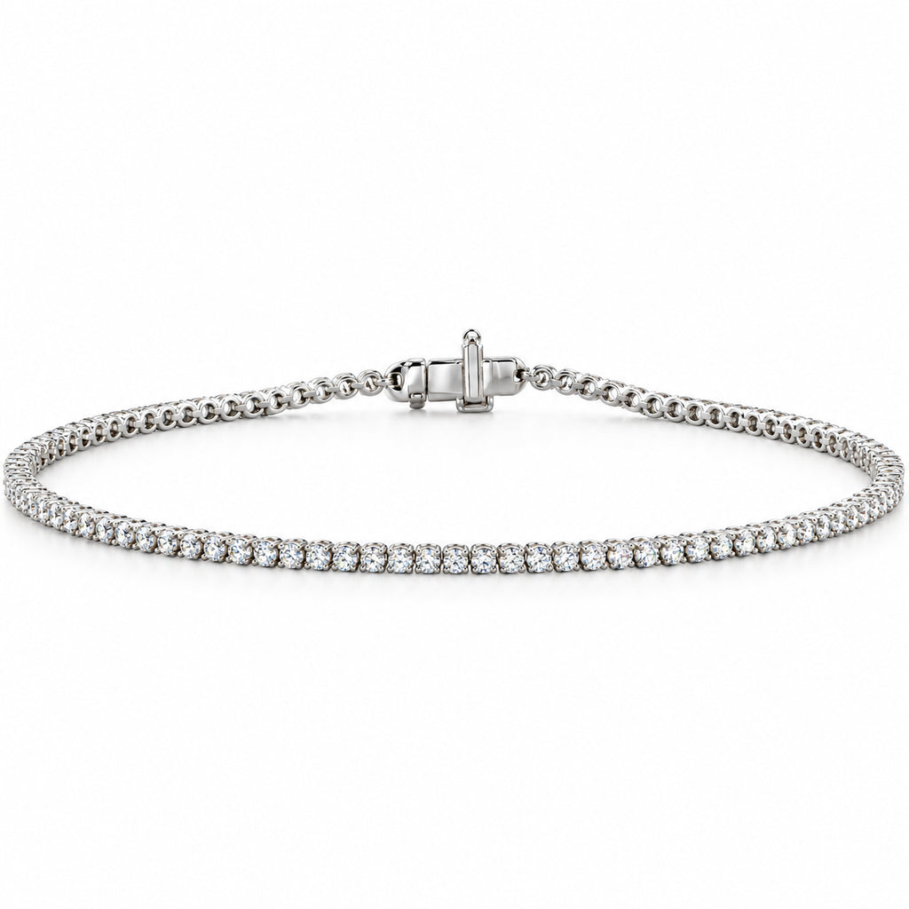 1.00 CTW lab-grown diamond tennis bracelet in 14k white gold — studio view