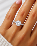 Breanna engagement ring - white gold on hand