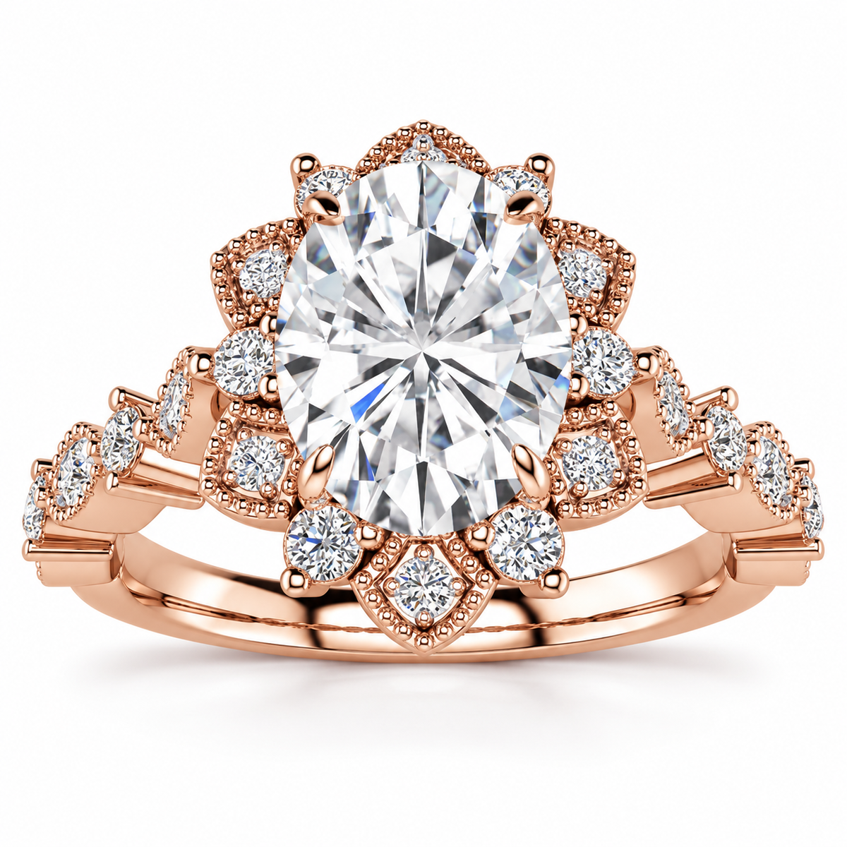 Brenda Lab Grown Diamond Ring — rose gold — front view