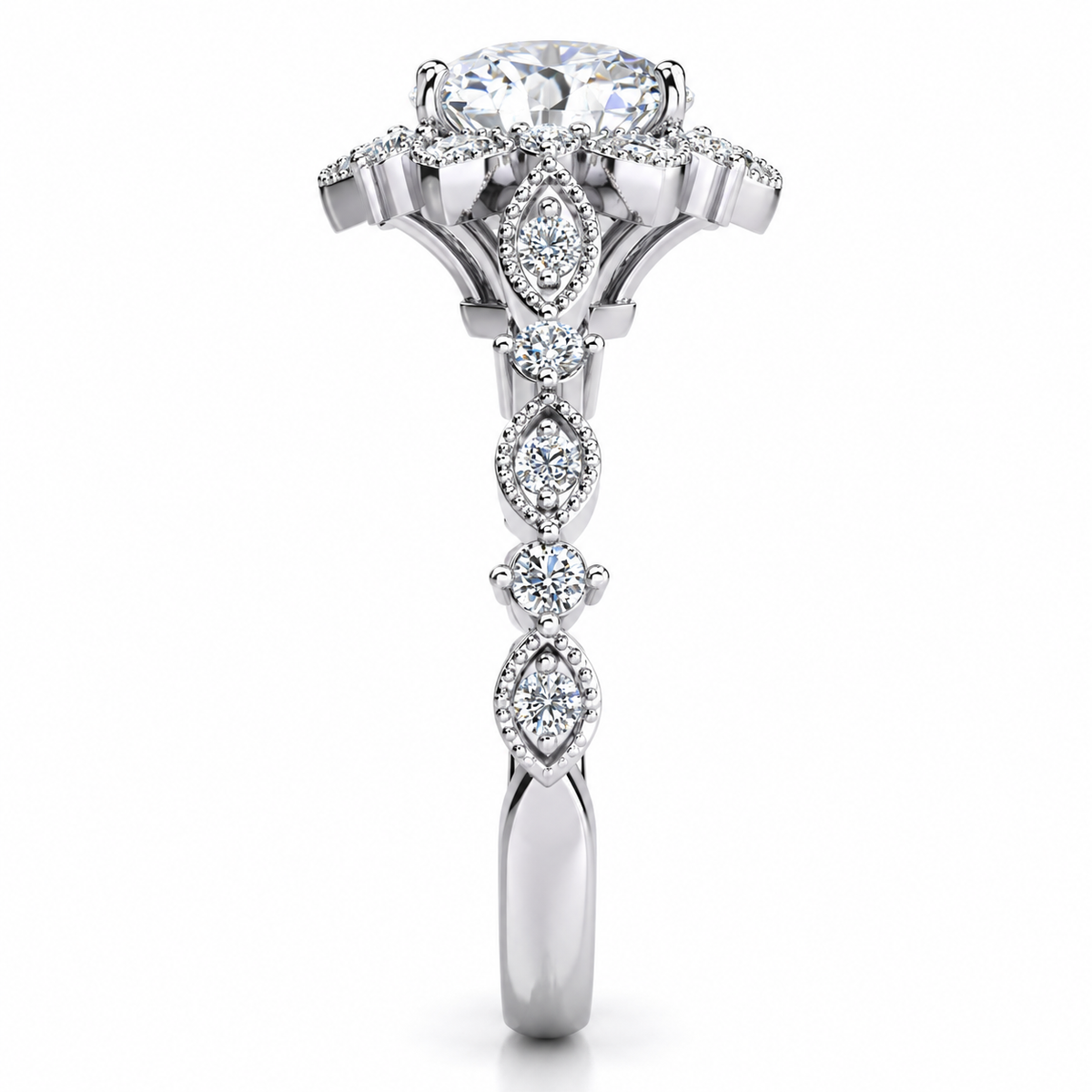 Brenda Lab Grown Diamond Ring — white gold — end view